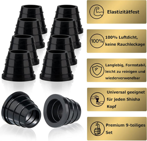 10 Pcs Hookah Grommet Thick Silicone Rubber Grommet for Ceramic, Clay Bowls Thick (Black)