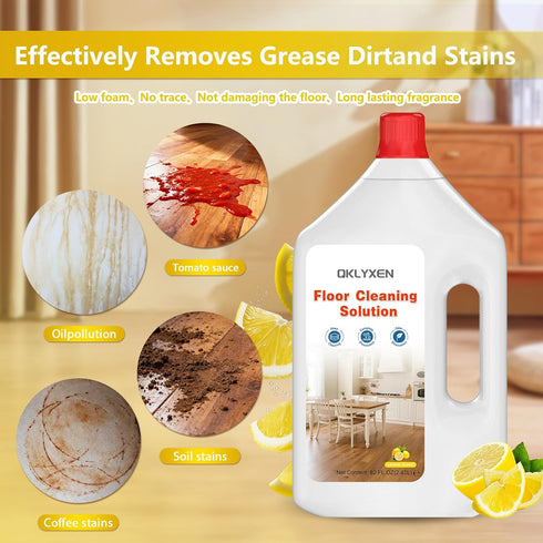 QKLYXEN 82 OZ Floor Cleaning Solution Compatible with Roborock FL Lemon Floor Cleaner Long-Lasting, Zesty Scent For All