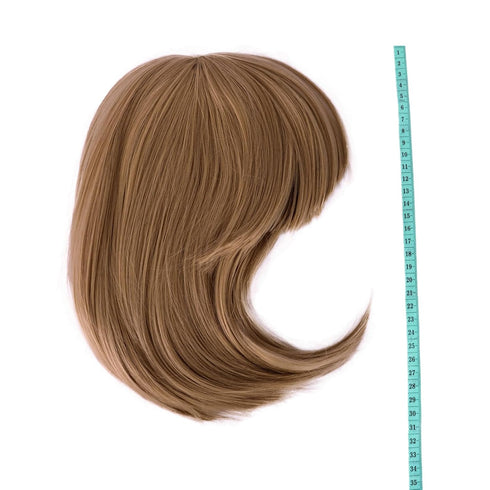 MapofBeauty 12 Inch/30cm Fashion Lady Short Straight Flat Bangs Bob Wig, Light Brown