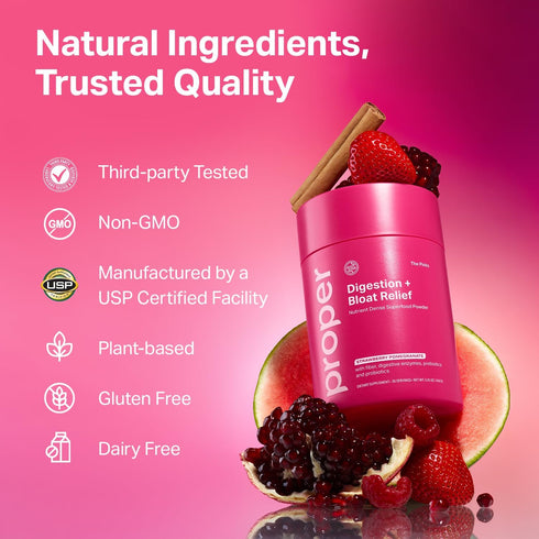 Proper, The Pinks Digestion and Bloat Relief. Drink Mix with Gut Health Probiotics, Prebiotics, Beet Root & Enzymes