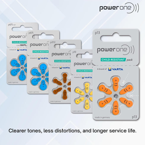 powerone Size 13 Hearing Aid Batteries, Zinc Air P13, Pack of 60