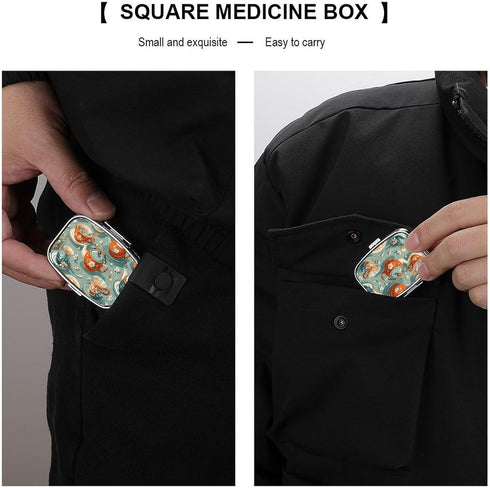 STVNKML 2 Teapot and Mug Pill Box Travel Pill Organizer Compartment Weekly Pill Case with Mirror A Day Medicine