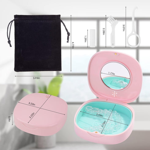 2 Pack Retainer Case with Vent Holes, Compatible with Invisalign, Night Guards, Includes Storage Bag, Travel Essentials
