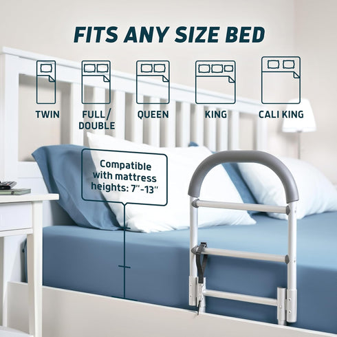 Lunderg Bed Assist Rail for Seniors with Non-Slip Grab Bar - Easy to Install Bed Rails for Elderly Adults Safety