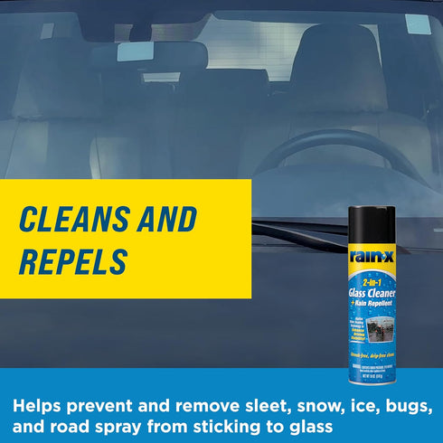 Rain-X 5080233 2-In-1 18 Glass Cleaner Plus Rain Repellent, Ounce , BLUE