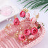 Lurrose 4pcs Clip Decorations for Hairpins, Rhinestone Floral Headwear, Pink Crystal Gold Clips for Women