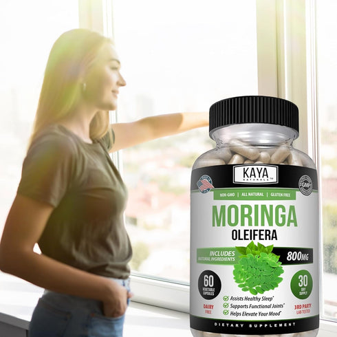 Kaya Naturals Moringa Leaf Extract - Pure Miracle Tree Moringa - Complete Greens Superfood Supplement - 60 Veggie Count