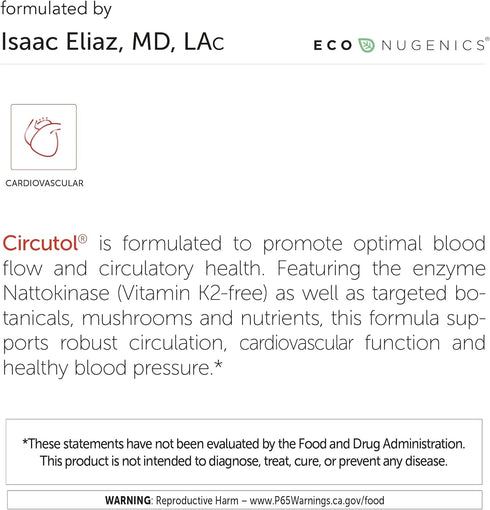 Circutol Blood Pressure Supplement, EcoNugenics - 60 Capsules, Heart Support with Nattokinase