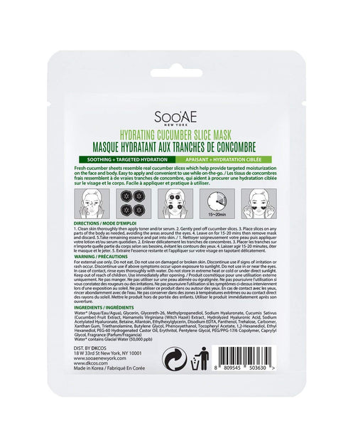Soo'AE Hydrating Cucumber Slice Mask, 1 Count, For Targeted Skincare