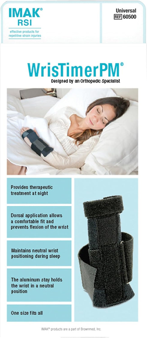 IMAK RSI WrisTimer PM - Wrist Brace for Men & Women - Nighttime Support Stabilizer & Immobilizer for Carpal Tunnel