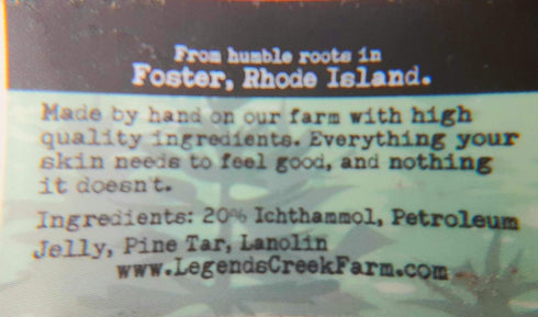 Legend's Creek Farm Herbal Salve - 1Oz Healing Ointment with 20% Ichthammol Drawing Salve