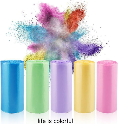 CTKcom 5 Gallon Colored Trash Bags, 120 Counts, 6 Rolls for Home Bathroom Bedroom Toilet Office Rubbish Bin
