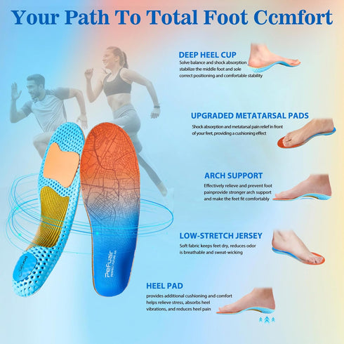 Pefuair Carbon Fiber Arch Support Inserts Women Men, Wide Feet, Shock Absorbing, Arch Support, Distributes Pressure