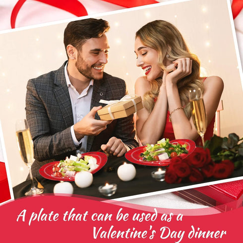 LOVSME 40Pcs Valentine's Day Paper Plates, Heart Party Disposable Dinnerware Plates and Napkins, Happy Valentines Day