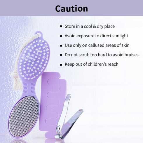 Nykaa Naturals Foot Care Kit - 4 in 1 Pedicure Tool, Nail Clipper, Feet Scrubber - Lavender - 3 pc
