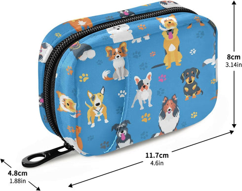 Ollabaky 7 Cute Dogs Pill Organizer Case, Portable Weekly Pill Box Bag Container Days Pill Vitamin Supplement Holder