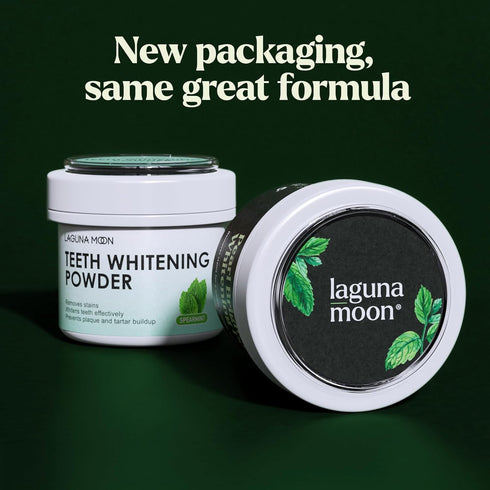 Lagunamoon Teeth Whitening Powder, 50g Bright Pearl Spearmint Flavor - Natural Stain Remover