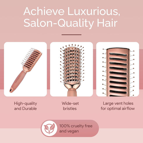 Lily England Vented Hair Brush for Blow Drying, Easy Detangling Hairbrush for Women, Rose Gold