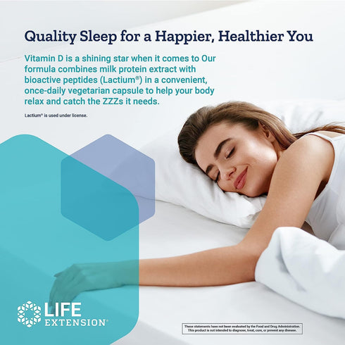 Life Extension Bioactive Milk Peptides, Promotes Relaxation & Healthy Sleep, Gluten-Free, Non-GMO, 30 Vegetarian