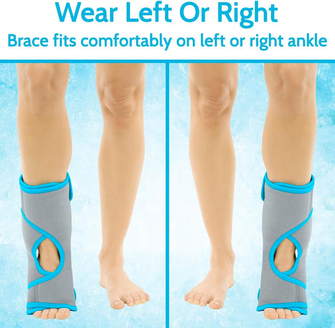 Pack Inflammation, Vive Ankle Ice Wrap - Foot Cold/Hot Compression Brace - Adjustable Freeze Support