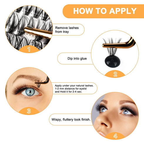 Lash Clusters 30D 50D-D-9-16MIX Individual Lashes - 280 False Eyelash Extensions for DIY at Home