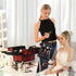 MSQ 23 Pockets Professional Makeup Brush Bag, Adjustable PU Leather Organizer with Artist Belt Strap