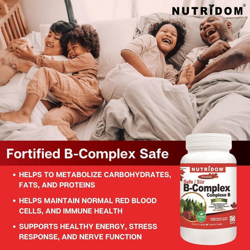 Fortified Vitamin B-Complex 200 mg, 120 Count - All Vegan B-Vitamins Including B12, B1, B2, B3, B4, B5, B6, B7, B9