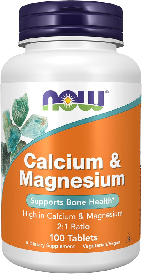 NOW Foods Supplements, Calcium & Magnesium 2:1 Ratio, 100 Tablets, High Potency, Supports Bone Health