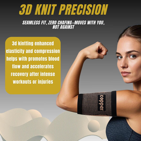kyopyno Bicep Compression Sleeve,Bicep Brace,Copper Arm Support for Weightlifting, Pain Relief,Upper Arm Brace for Men