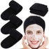 Whaline Terry Cloth Spa Facial Headband Wrap, 4 Counts Stretch Towel for Bath, Makeup, and Sport (Black)