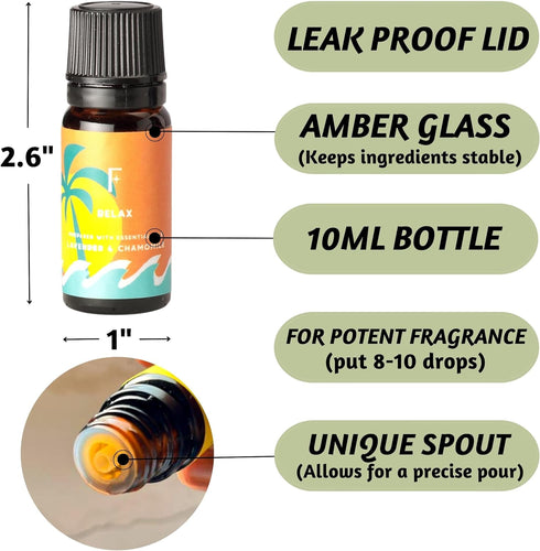Folkulture Essential Oils for Diffuser - Set of 6 Fragrance Oils for Home, Oil Diffuser Essential Oils