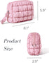 Quilted Makeup Bag Cosmetic Bag, Travel Toiletry Bag for Women, Cute Makeup Bag Organizer Baby Pink Makeup Pouch (M, Pink)