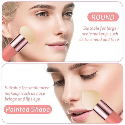 Sibba Makeup Sponge, 3 PCS Beauty Blender for Foundation, Concealer Blending, Mini Angled Brush Applicator (Rose Red)
