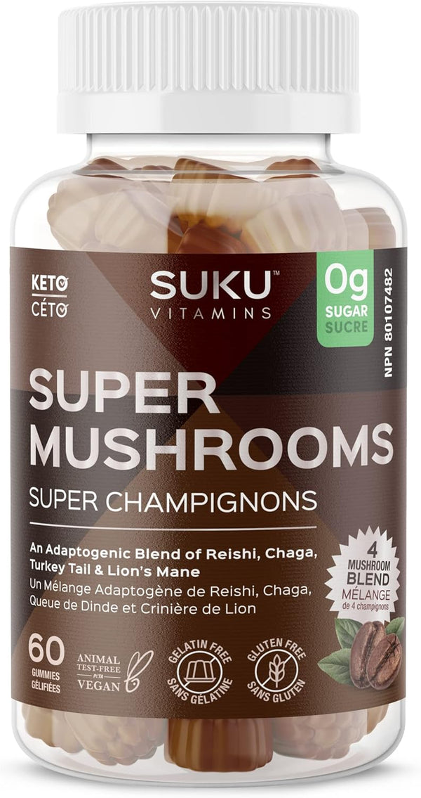 SUKU Vitamins - Super Mushroom -Reishi Chaga, Turkey Tail & Lions Mane