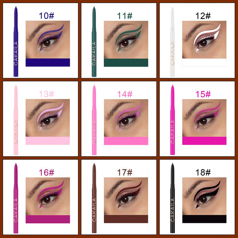 18 Colorful Eyeliner Pen Set, Eye Shadow Pencil, Pearl Eyeliner Kit, Waterproof Retractable Eye Makeup for Women