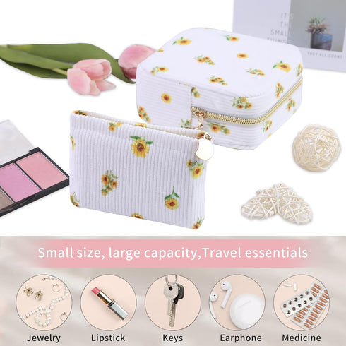 Teircno 2-Pack Period Bag for Women Girls, Portable Corduroy Sanitary Napkin Storage Bag Period Pouch Small Discreet