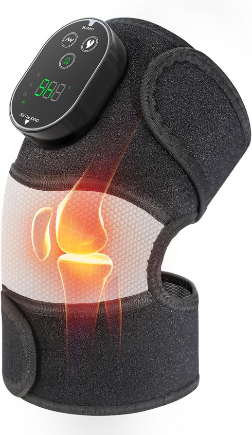YUANBO Cordless Heated Knee Massager, FSA Eligible 3-in-1 Wearable Wrap for Knee, Elbow