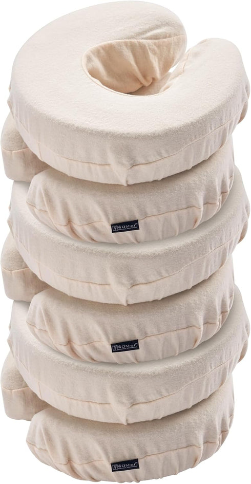 Master Massage Pack of 6 Flannel Face Cradle Covers, 100% Cotton, Off White