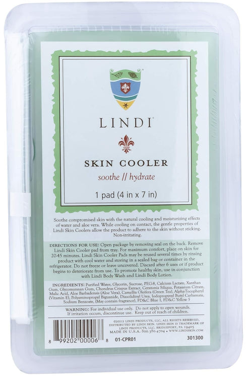 LINDI SKIN Cooler Pad - Hydro-Gel Cooling Formula with Aloe Vera & Green Tea for Redness Relief (1 Pack, 4x7 inch)