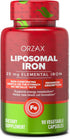 ORZAX Iron Supplement 25 mg - Liposomal Technology, 90 Vegetable Capsules for Women, Men, Adults, Non-GMO