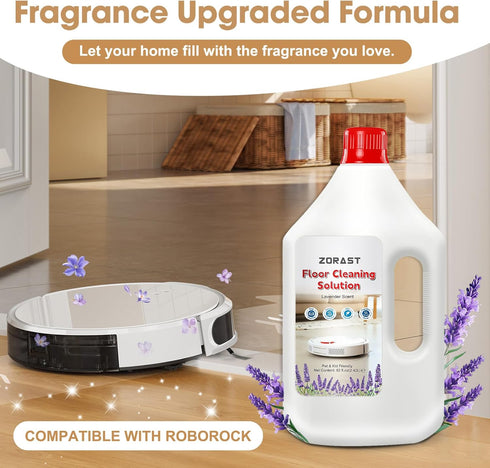 ZORAST (S7, S8, Q7, Q8 Lavender Scent Floor Cleaning Solution, Compatible with All Roborock Mopping Robots Qrevo