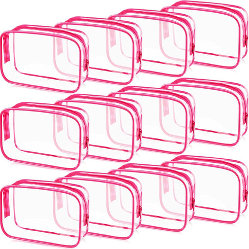 Weewooday 12 Pieces Clear Cosmetics Bag, Waterproof PVC Zippered Toiletry Carry Pouch for Vacation Bathroom