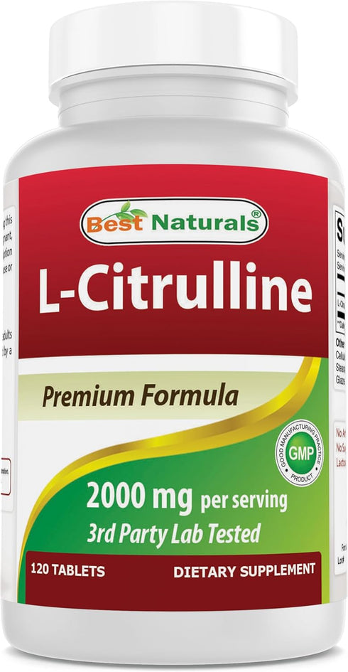Best Naturals L-Citrulline 2000mg/Serving, Non-GMO, Gluten Free, 120 Tablets