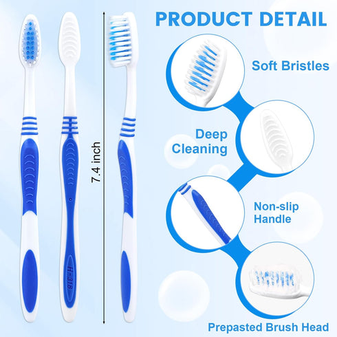 200 Prepasted Disposable Toothbrushes Individually Wrapped, Soft Bristle for Hotel, Camping, Travel, Gift for Homeless