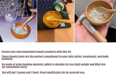 Mask Bowl - Cute Small Eco Bamboo Mask Mixing Tool Set for Ladies DIY Cosmetic