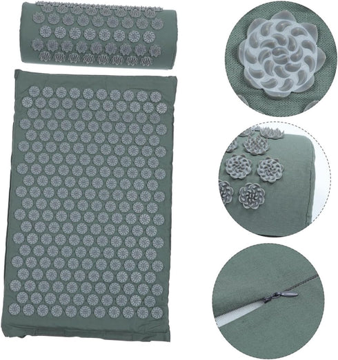 WEKAMOS Set Acupressure Massage Mat and Pillow Non-Slip Acupoint Massage Pad with Carrying Bag for Back and Neck Relief