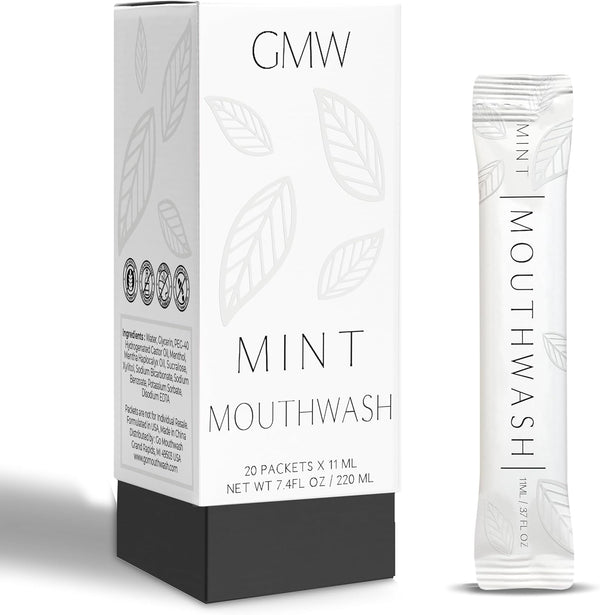 GMW Collection Travel Size Mouthwash Packets - Individual Mini Mouthwash Packets for