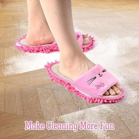 2 Pairs Microfiber Slipper Mop Slippers for Floor Cleaning, Reusable Floor Dust Tool for for Women Men House Kitchen Bathroom Office by Jaxbo