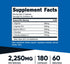 Nutricost Nitric Oxide Booster 2250mg, 180 Capsules - 750mg Per Casule, 60 Servings - Gluten Free and Non-GMO