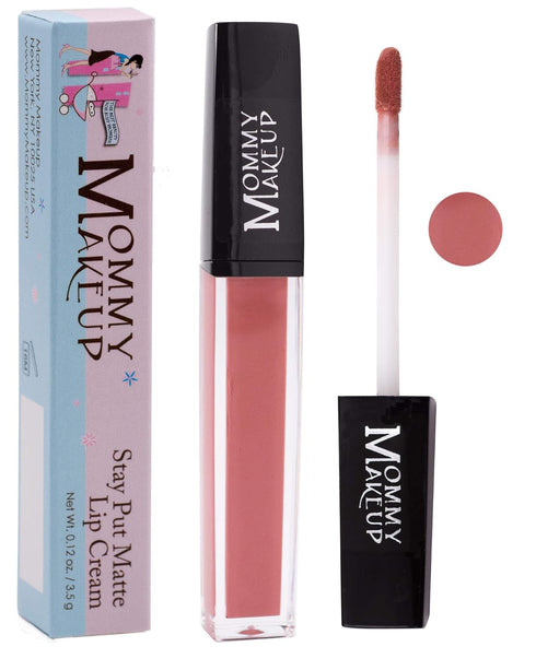 Mommy Makeup Stay Put Matte Lip Cream - Kiss-proof, Transfer-proof, Waterproof Long Lasting Lipstick (Rosebud)